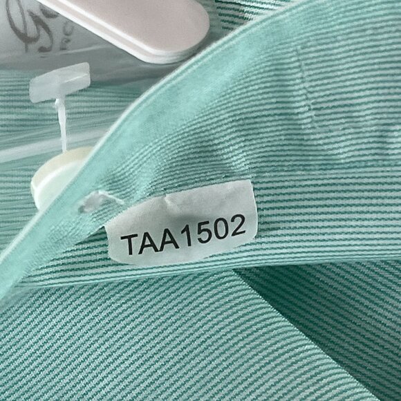 Roundtree & Yorke Shirt 16.5 / 35 Mint Green Stripe EZ Care Gold Label NWT - Picture 10 of 12